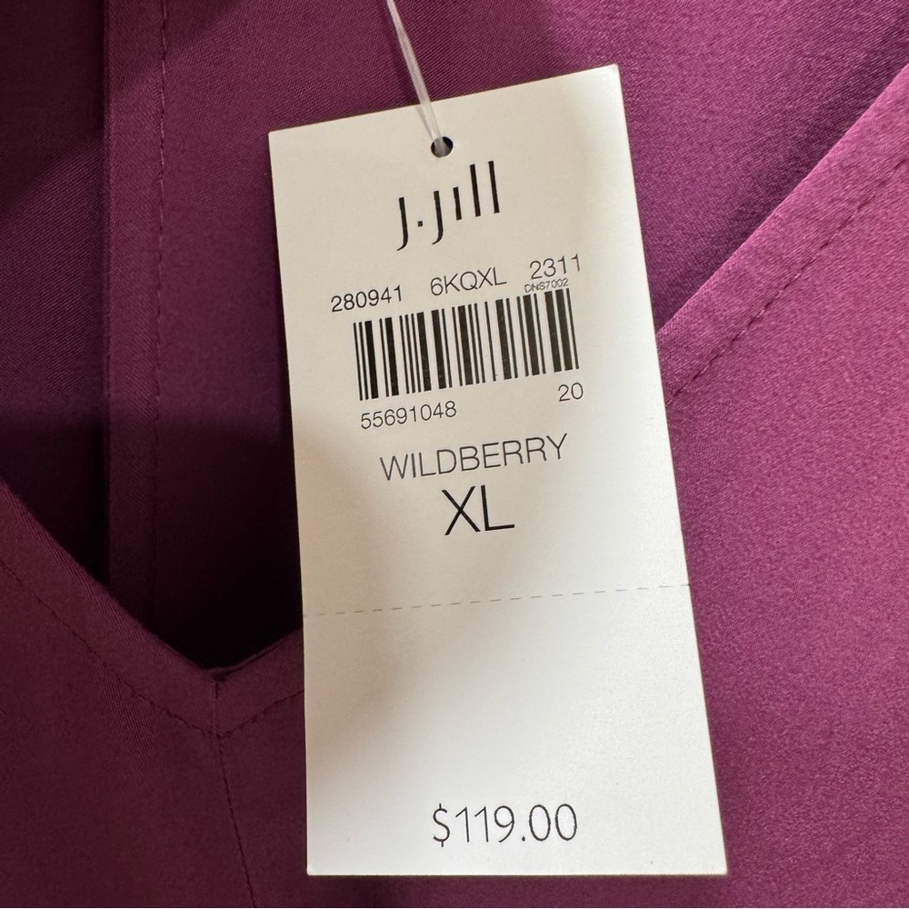 NWT J. Jill Pure Jill Women's XL Purple Wildberry Faux Wrap A-Line Midi Dress - Picture 9 of 16